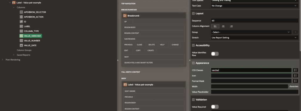 A screen showing APEX settings.