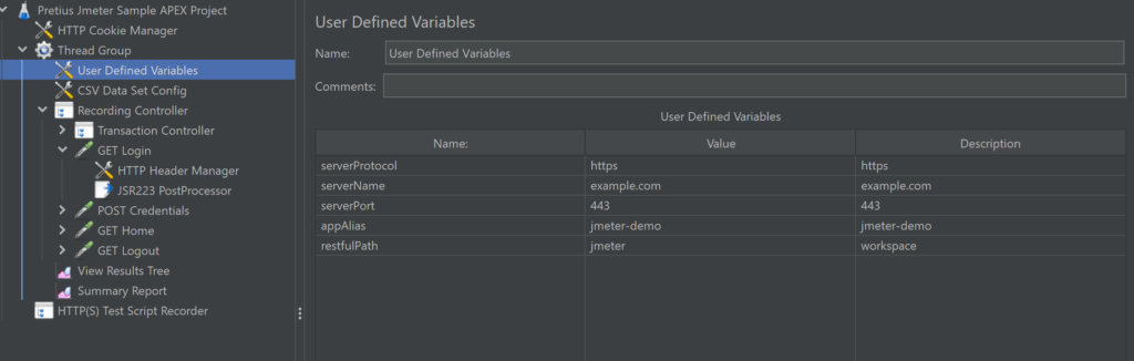 A screen showing APEX settings.