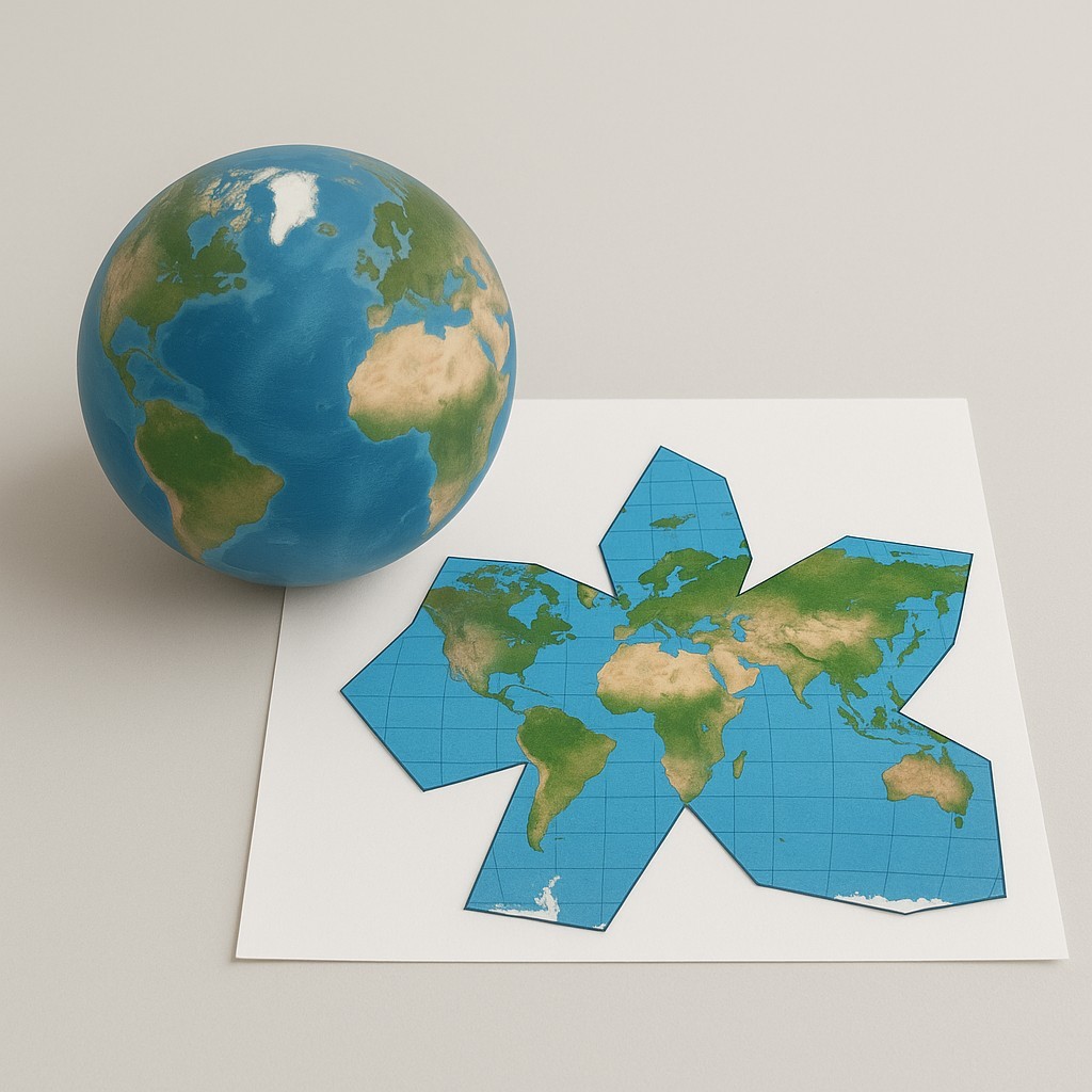 A globus and a cut-out map.