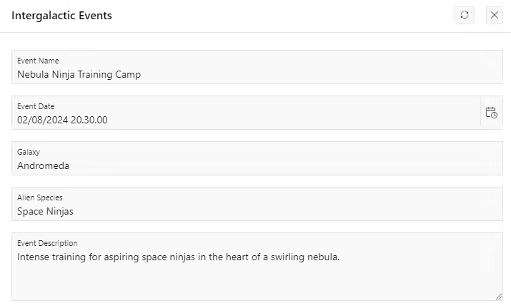 A screen showing the settings.