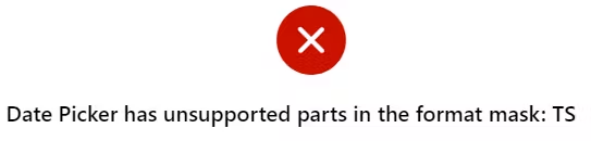 A screen showing the error.