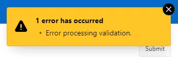 A screen showing the error.